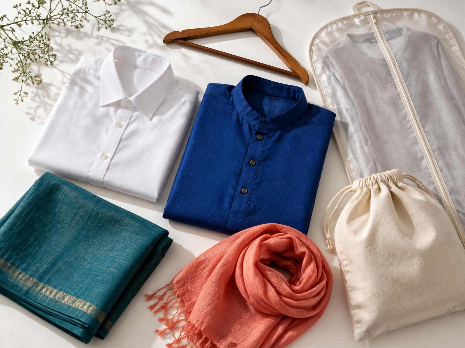 Freshly cared-for shirts, saree and scarf